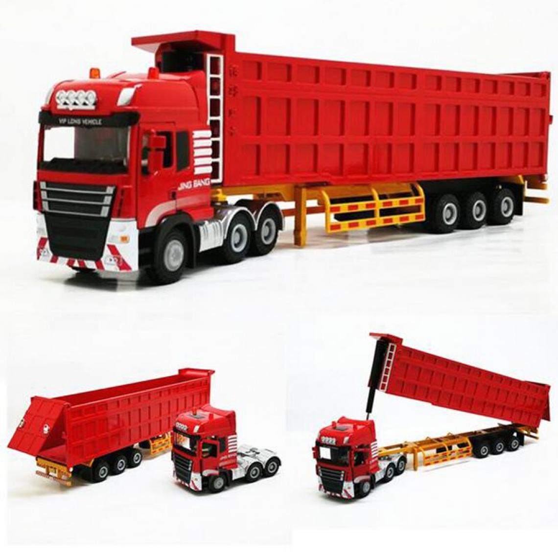 Universal - Simulation semi-remorque poids lourd camion benne camion alliage transport modèle jouet camion modèle collection cadeau |(Rouge) - Voitures