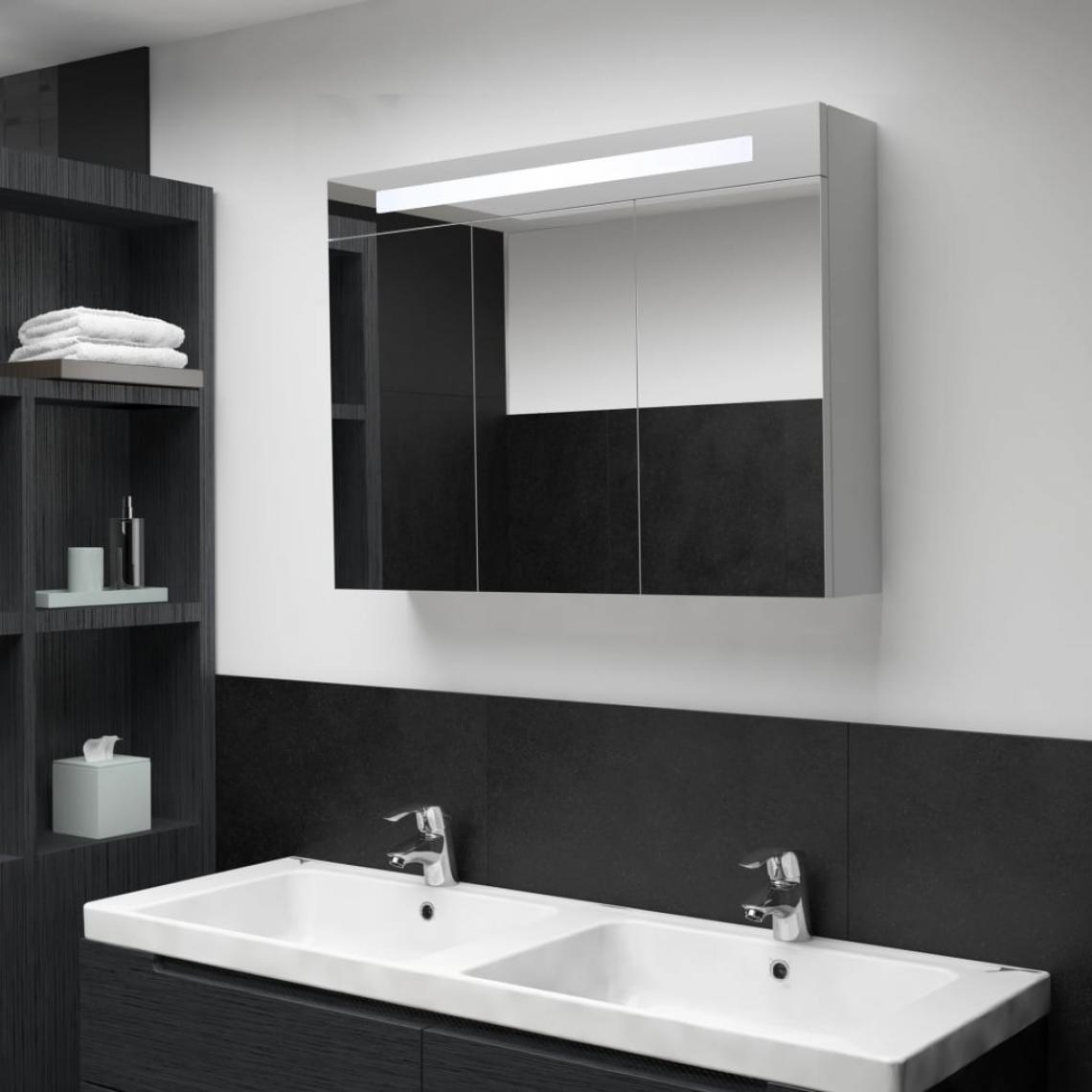 Vidaxl - vidaXL Armoire de salle de bain à miroir LED 88x13x62 cm - meuble bas salle de bain