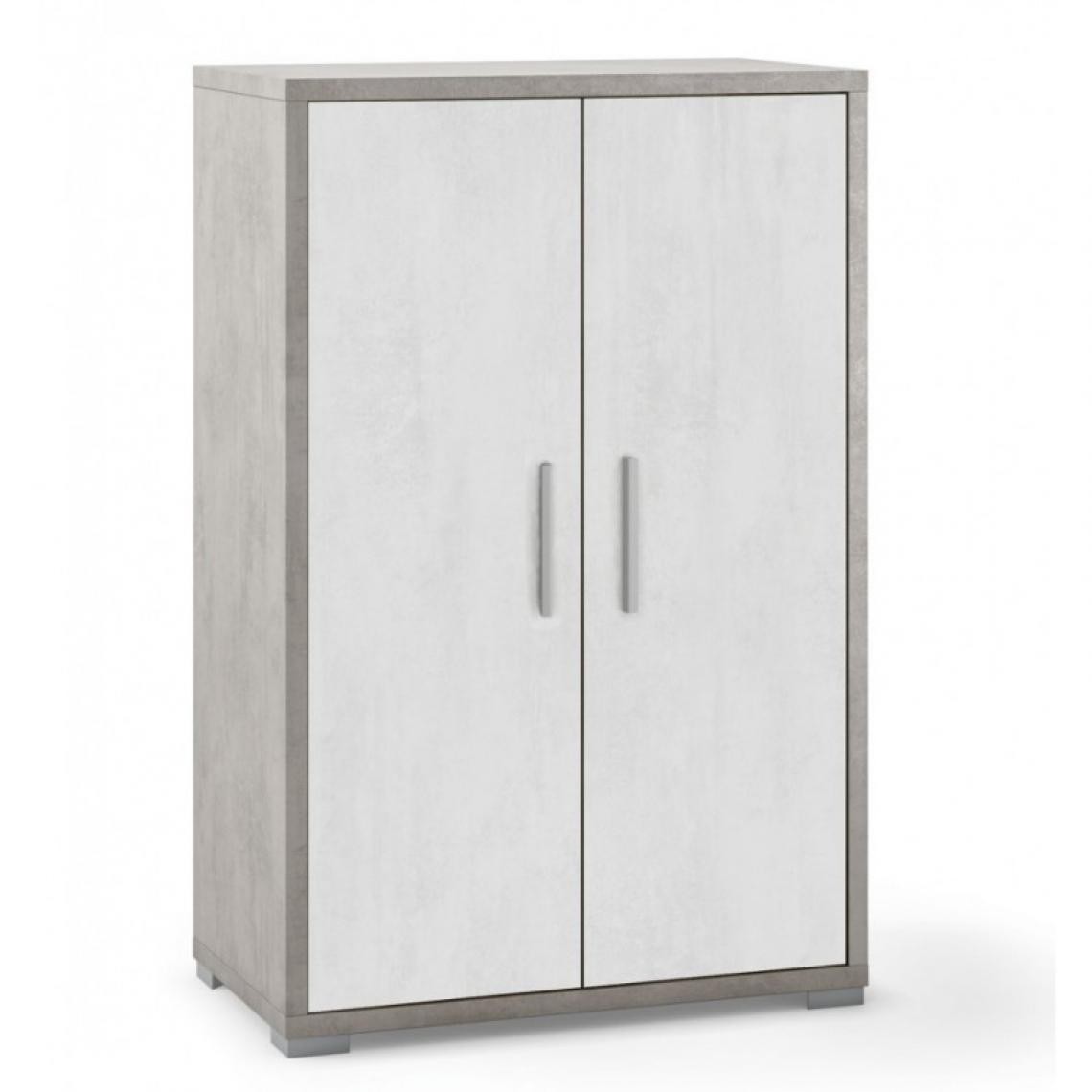 Webmarketpoint - Armoire polyvalente à deux portes Ciment Blanc 71x41x h110 cm - Bureaux