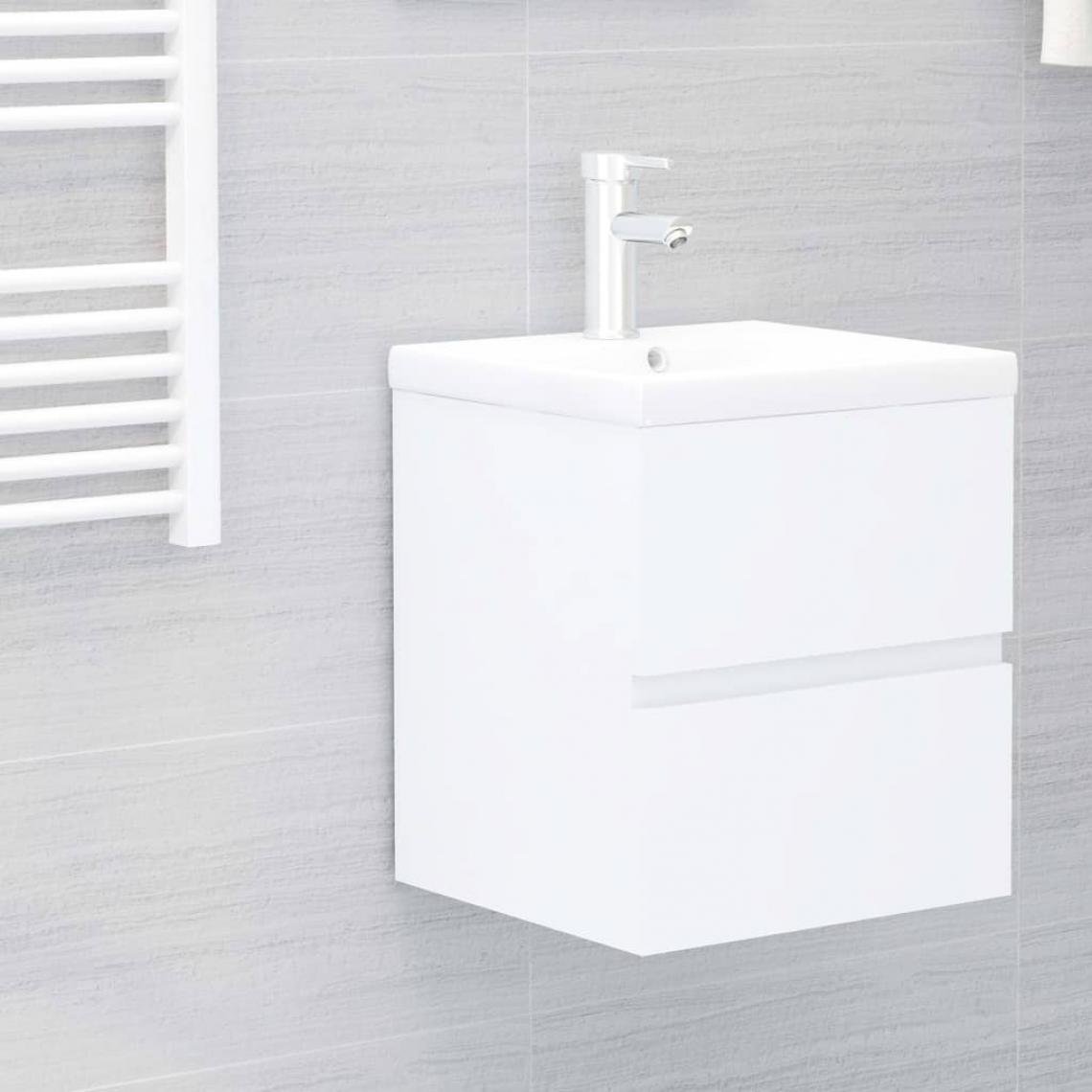 Vidaxl - vidaXL Armoire d'évier avec lavabo intégré Blanc Aggloméré - meuble bas salle de bain
