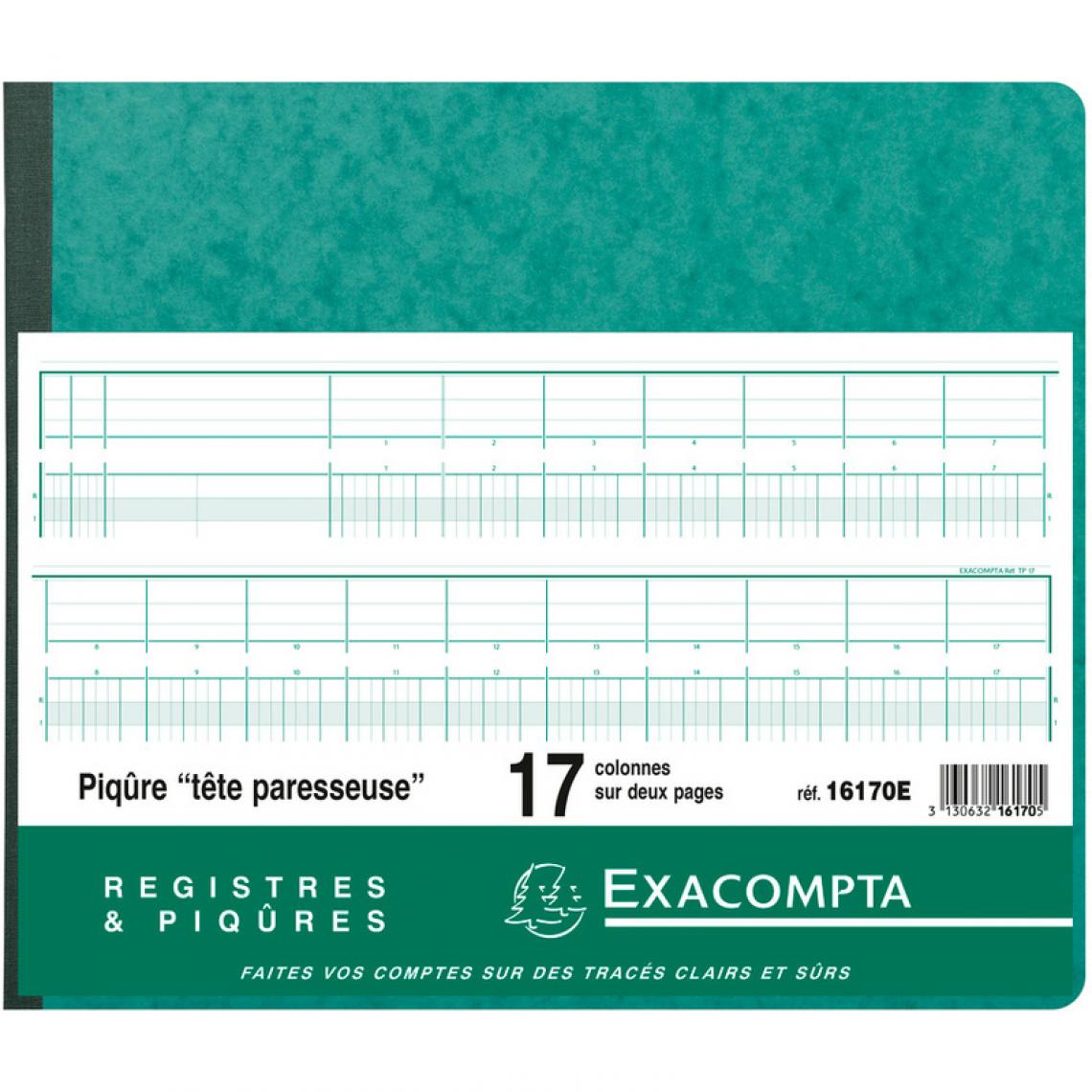 Exacompta - EXACOMPTA Piqûre tête paresseuse, 17 colonnes sur 2 pages, () - Accessoires Bureau
