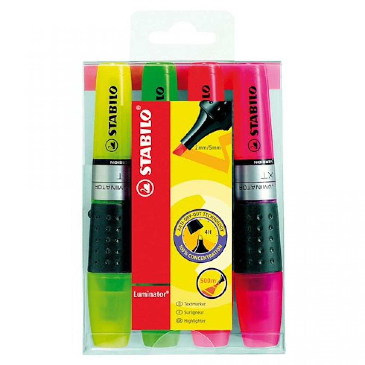 Stabilo - Surligneur Stabilo Luminator couleurs assorties - Pochette de 4 - Accessoires Bureau