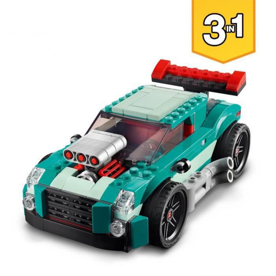 Lego - LEGO 31127 Creator 3 en 1 Le Bolide De Rue, Jouet de Voiture de Course, Modeles de Sport ou Hot Rod - Briques et blocs
