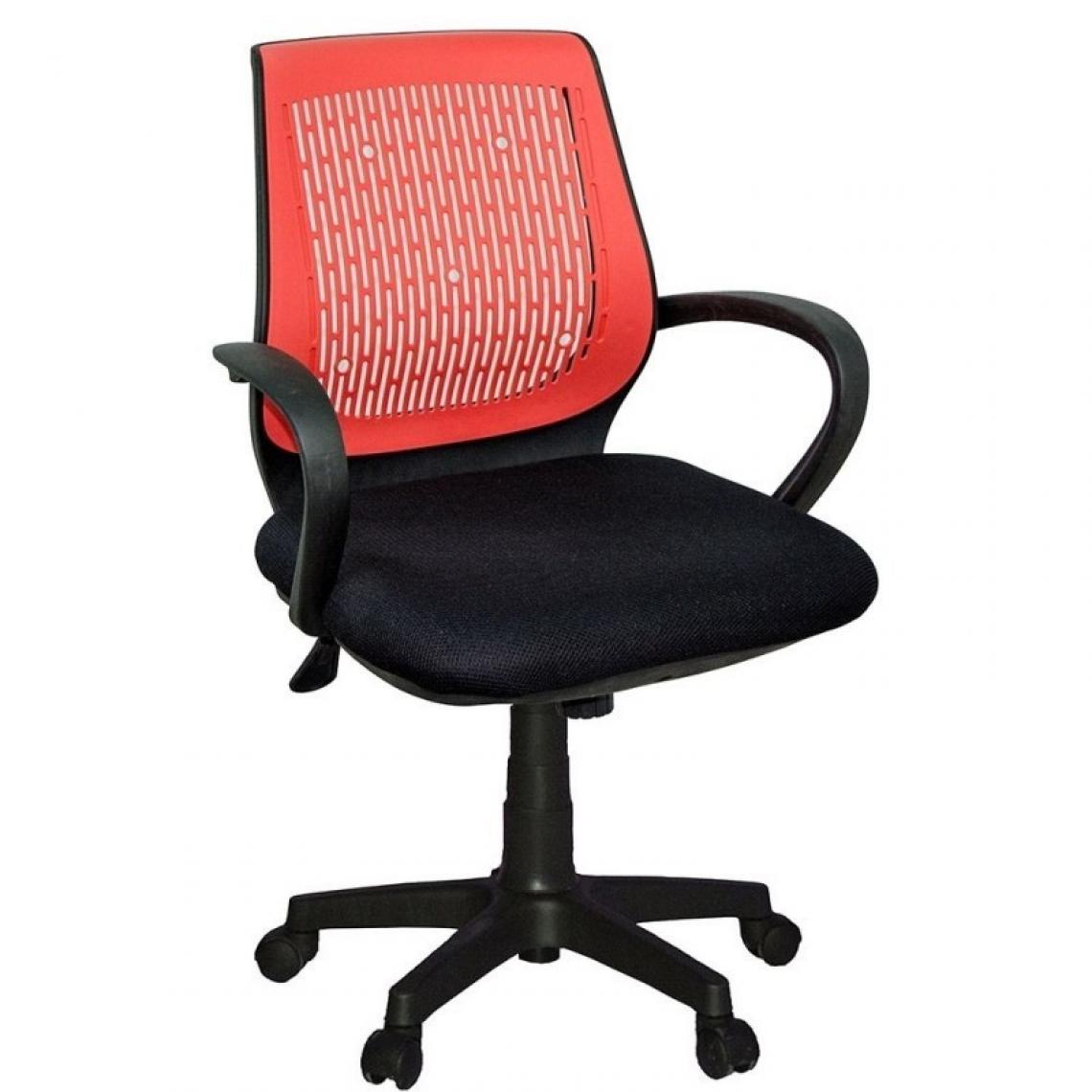 Webmarketpoint - Chaise de bureau en tissu et microperforé Noir Rouge 61x48x h99 cm - Bureaux