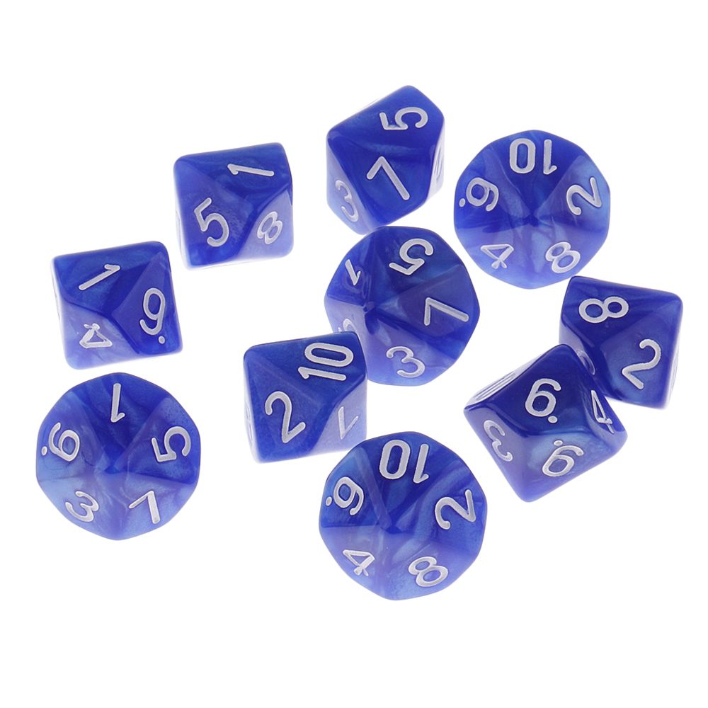 marque generique - 10 pièces en plastique 10 faces d10 d10 pour le jeu de barre de jeu accessoire bleu - Jeux de rôles