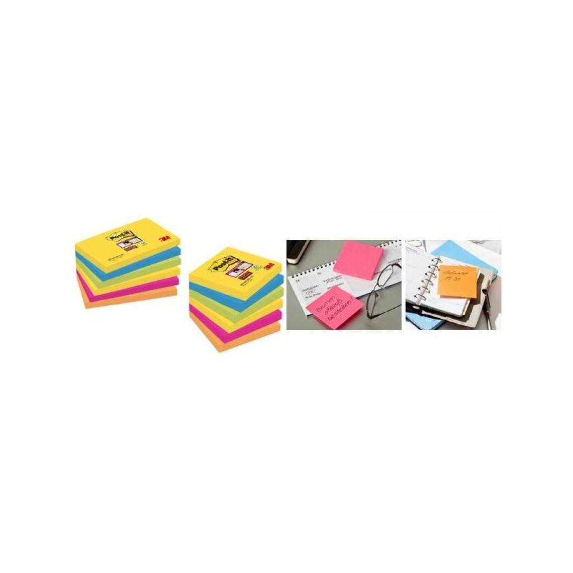 Post-It - Post-it Bloc-note Super Sticky Notes, 76 x 76 mm, coloré () - Accessoires Bureau