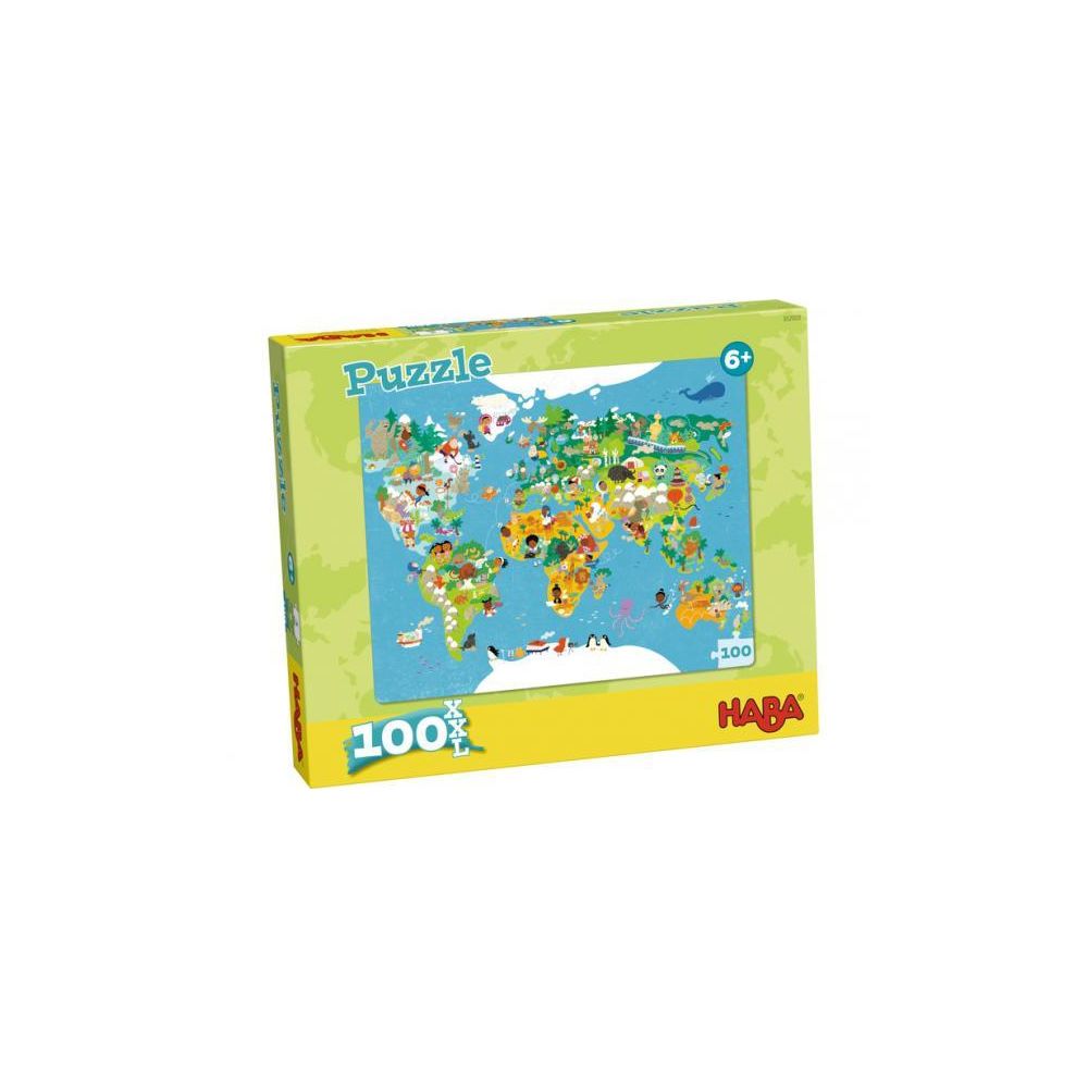 Haba - Puzzle Carte du monde - Animaux