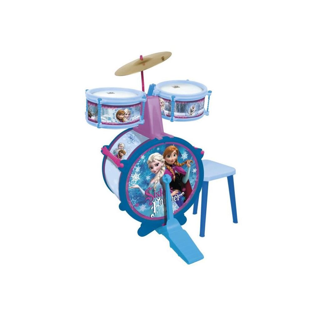 Reig - LA REINE DES NEIGES Batterie (Grosse caisse, bongo, cymbale, pedale grosse caisse et baguettes) - Instruments de musique