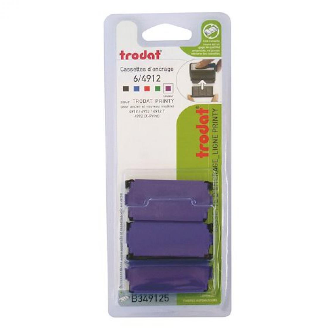 Trodat - Cassette d'encrage Trodat Printy 6/4912 - violette - Lot de 3 - Accessoires Bureau