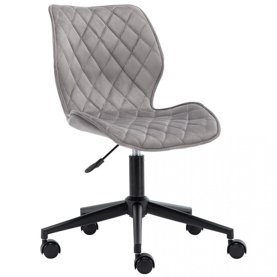 Decoshop26 - Chaise fauteuil de bureau en tissu velours gris hauteur réglable BUR09084 - Bureaux