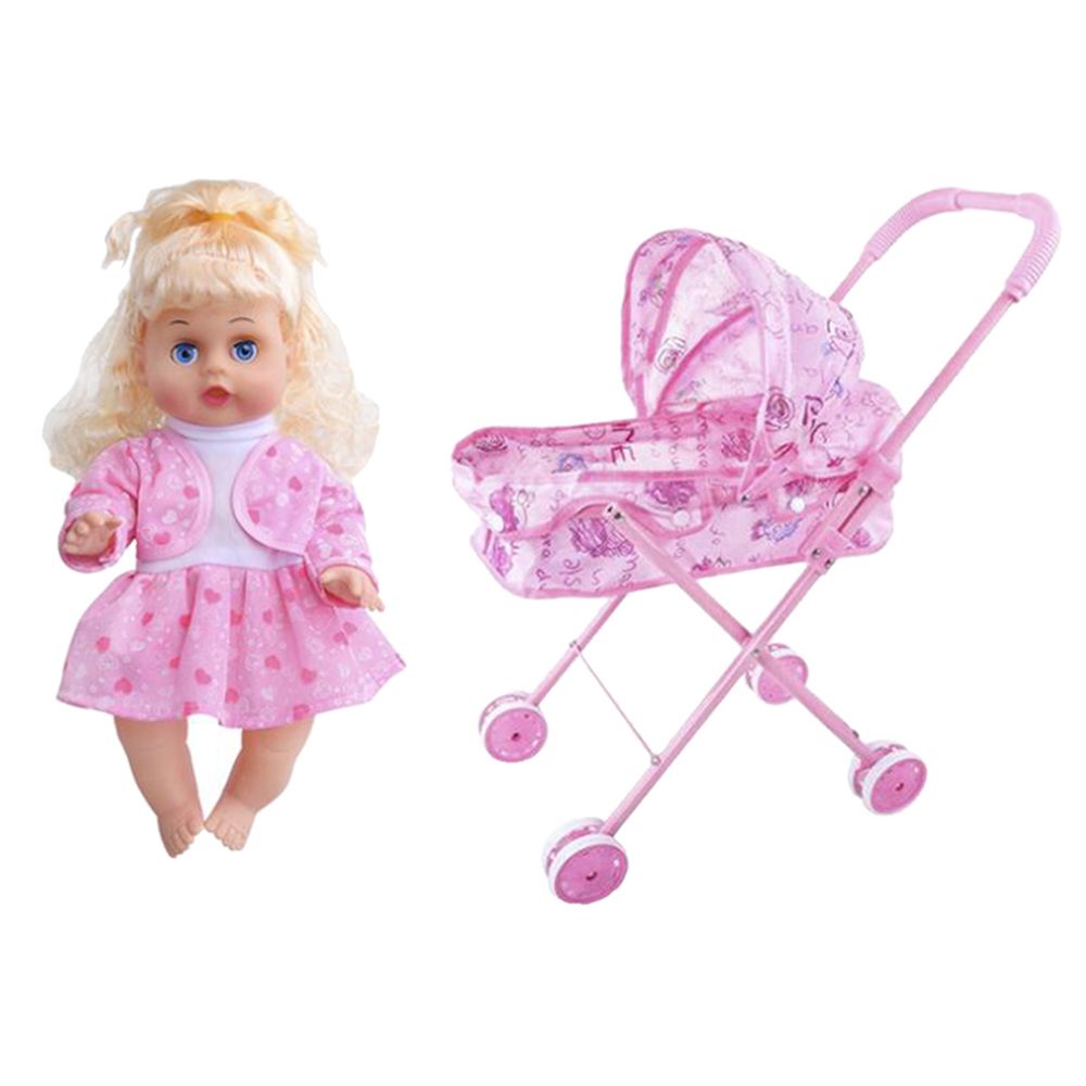 marque generique - Baby Doll Poussette Toy Simulation Doll Gift Pretend Game With Music Age 3+ C - Poupées