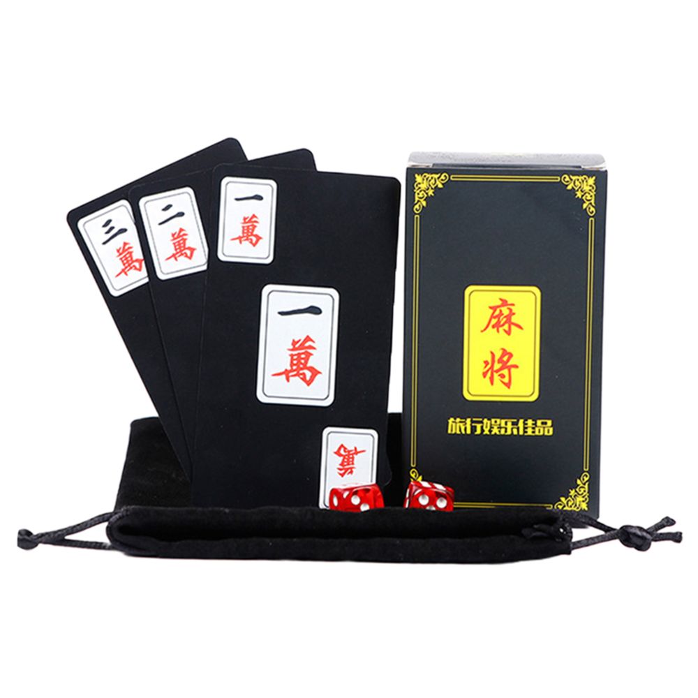 marque generique - Mahjong Chinois Jeu De Cartes à Jouer Pokers Set Accessoires Utiliser Avec 2 Dés Noir - Les grands classiques