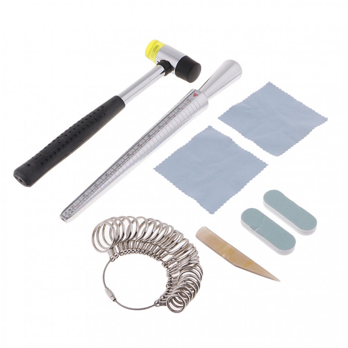 marque generique - 8pcs Kit de Baguier/Outil Calibreur/Sizer en Métal pour Mesurer la Taille des Anneaux - Perles