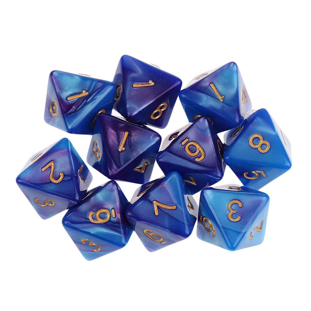 marque generique - 10pcs 8 sided dés d8 dés poliédrique pour les jeux de table des donjons et des dragons bleu violet - Jeux de rôles