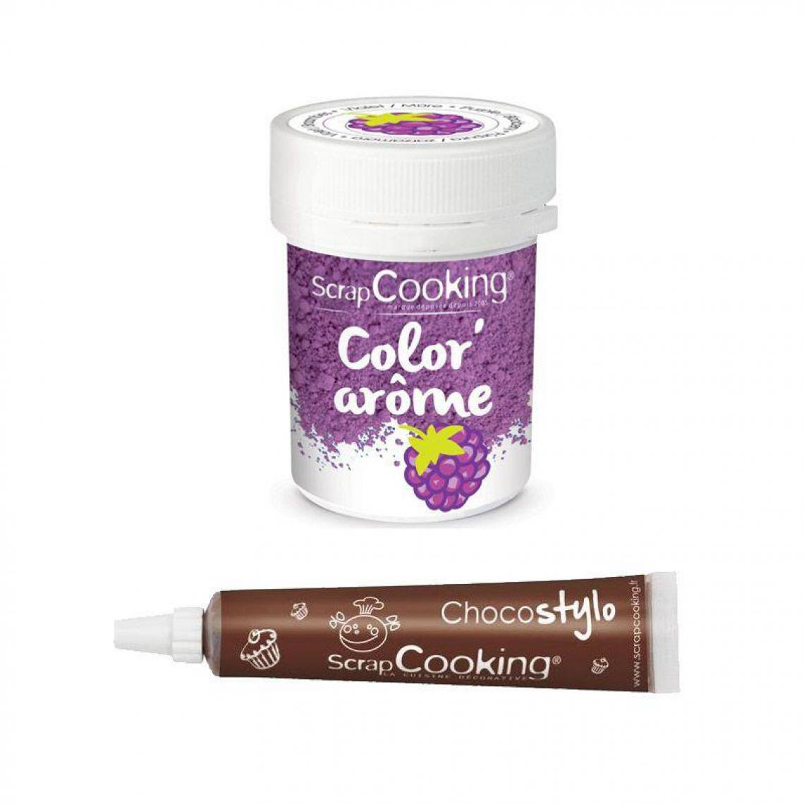 Scrapcooking - Colorant alimentaire violet arôme mûre + Stylo chocolat - Kits créatifs