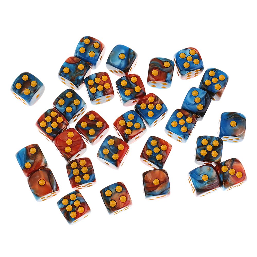 marque generique - 30 pièces acrylique 6 faces recto-verso d6 pour la partie bar jeu de table or + bleu - Jeux de rôles