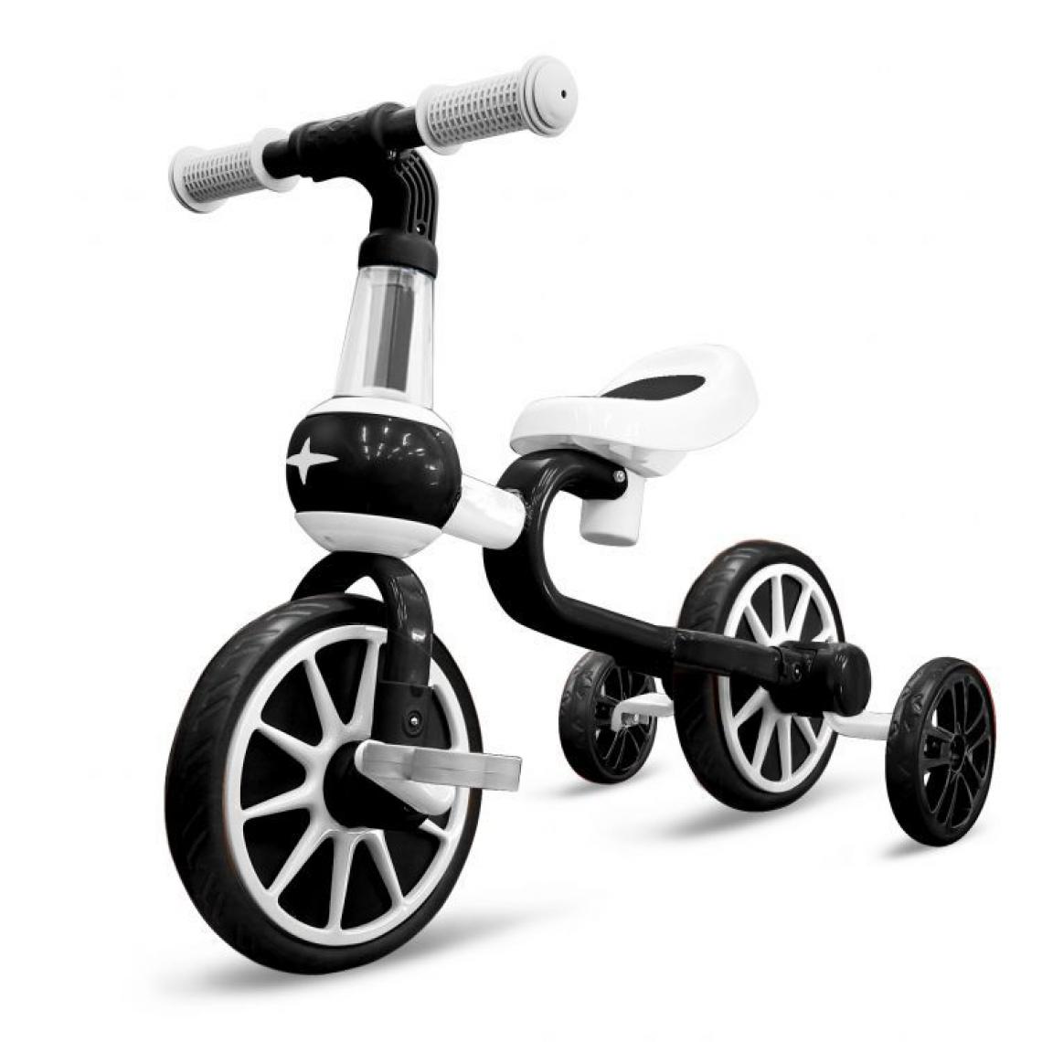 Hucoco - MSTORE | Vélo draisienne 4en1 pour les enfants | À partir de 2 ans | Pédales + roues latérales | Selle réglable - Noir/blanc - Voitures