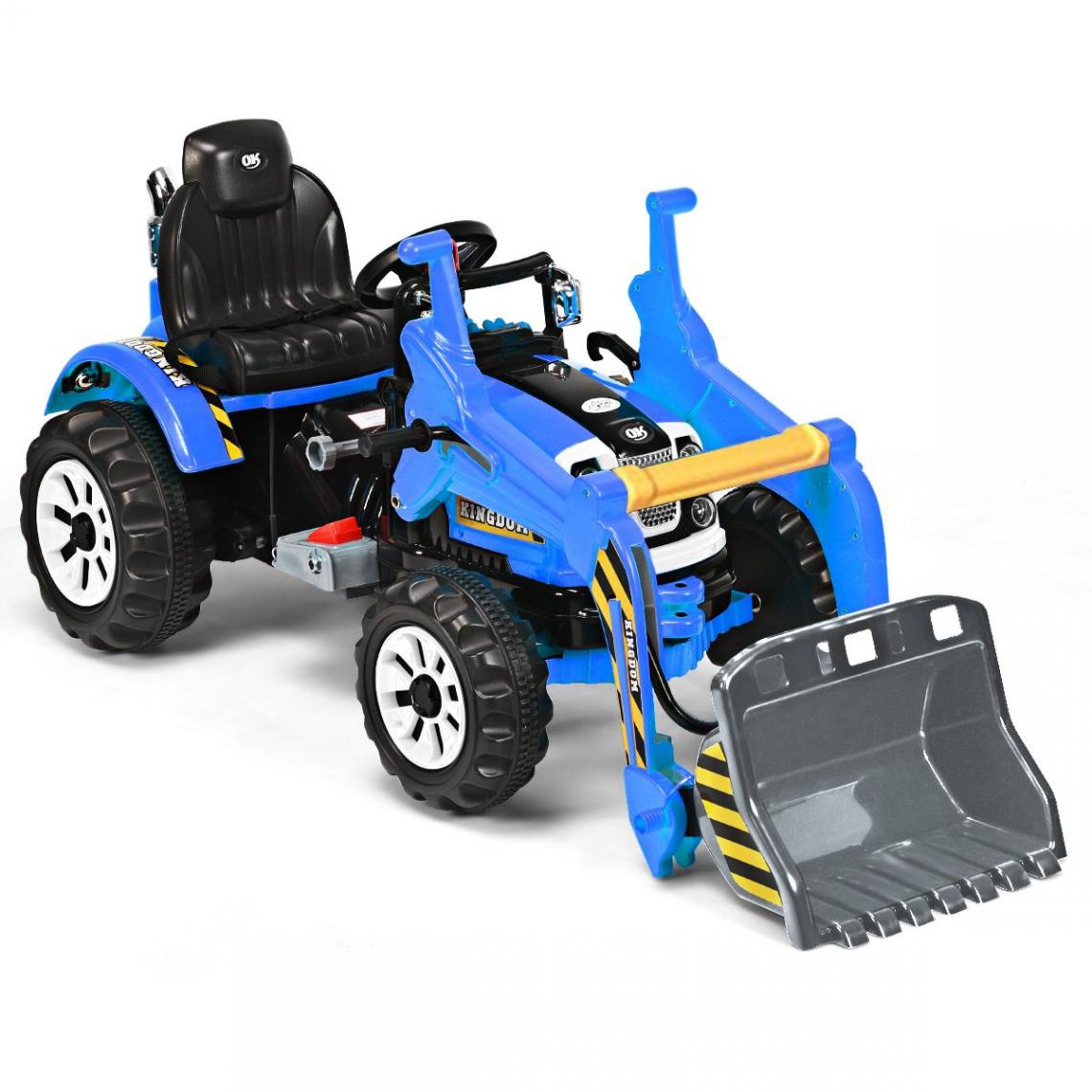 Decoshop26 - Tracteur pour enfants 3-8 ans tracteur electrique avec 2 choix de vitesse et chargeuse marche avant et arrière bleu 20_0001329 - Tricycle