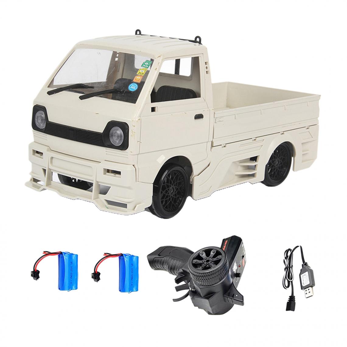 marque generique - WPL D12 1:10 2WD RC Car Drift Climbing Truck Crawler Blanc 3 Batteries - Accessoires maquettes