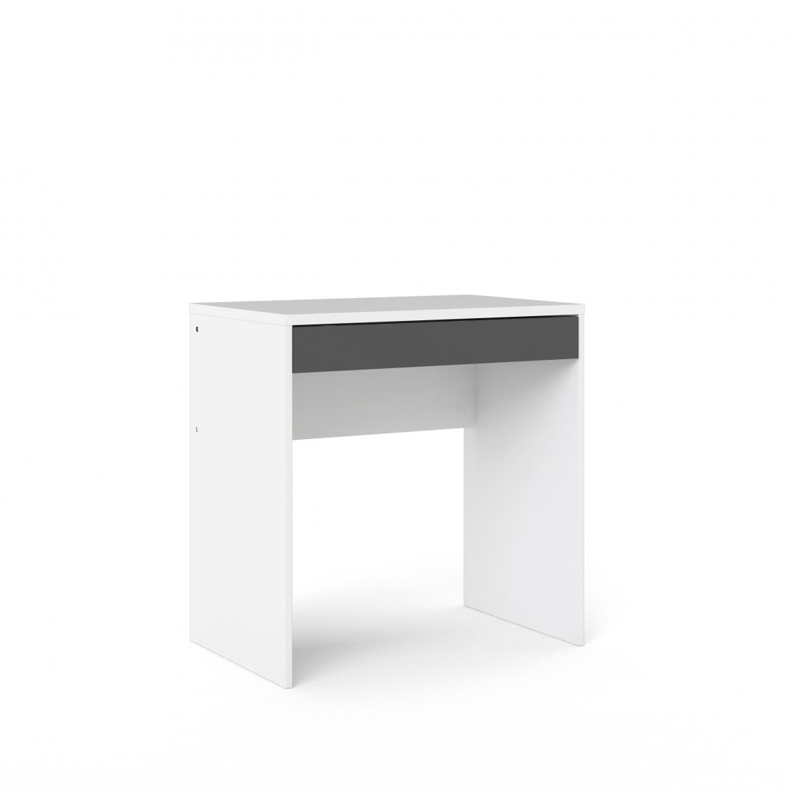 Alter - Bureau linéaire avec un tiroir, couleur blanc et anthracite, Dimensions 74 x 76 x 48 cm - Bureaux