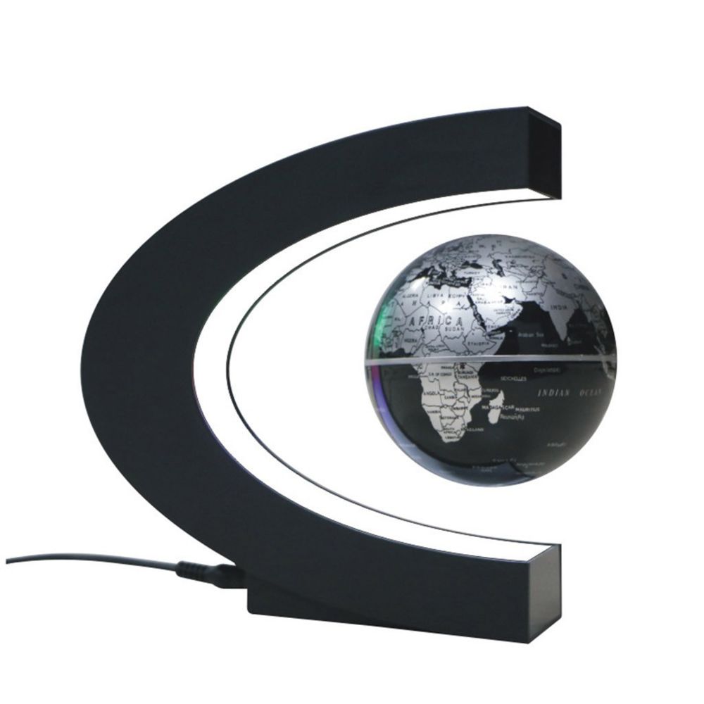 Generic - Forme C lévitation magnétique globe flottant carte lumière LED décoration de la maison prise américaine - Noir - Accessoires Bureau