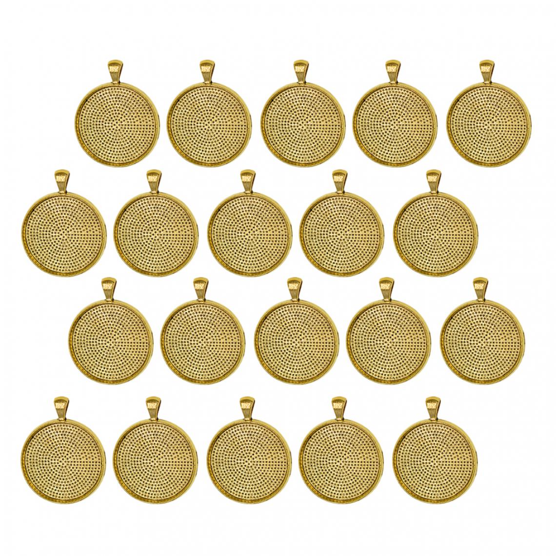 marque generique - 20x pendentif rond vide réglage de base cabochon plateau à bijoux bricolage 30mm d'or - Perles