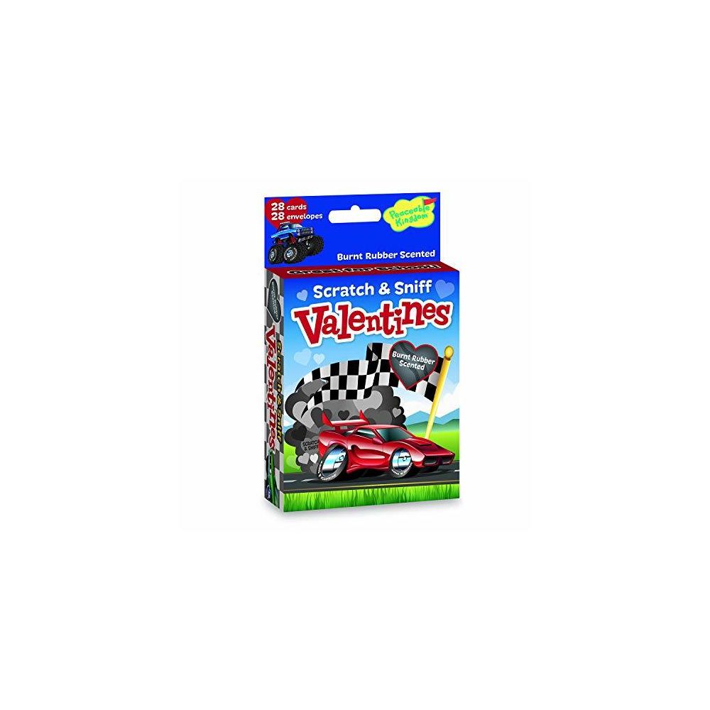 Peaceable Kingdom - Peaceable Kingdom Scratch and Sniff Car Valentines - 28 Burnt Rubber Scented Card Pack - Accessoires Puzzles