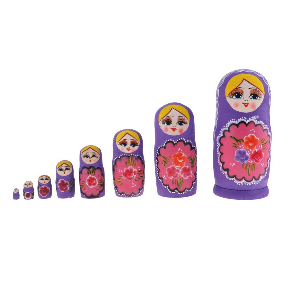 marque generique - 8 pièces en bois russe poupées gigognes babushka matryoshka jouets rouge - Poupons