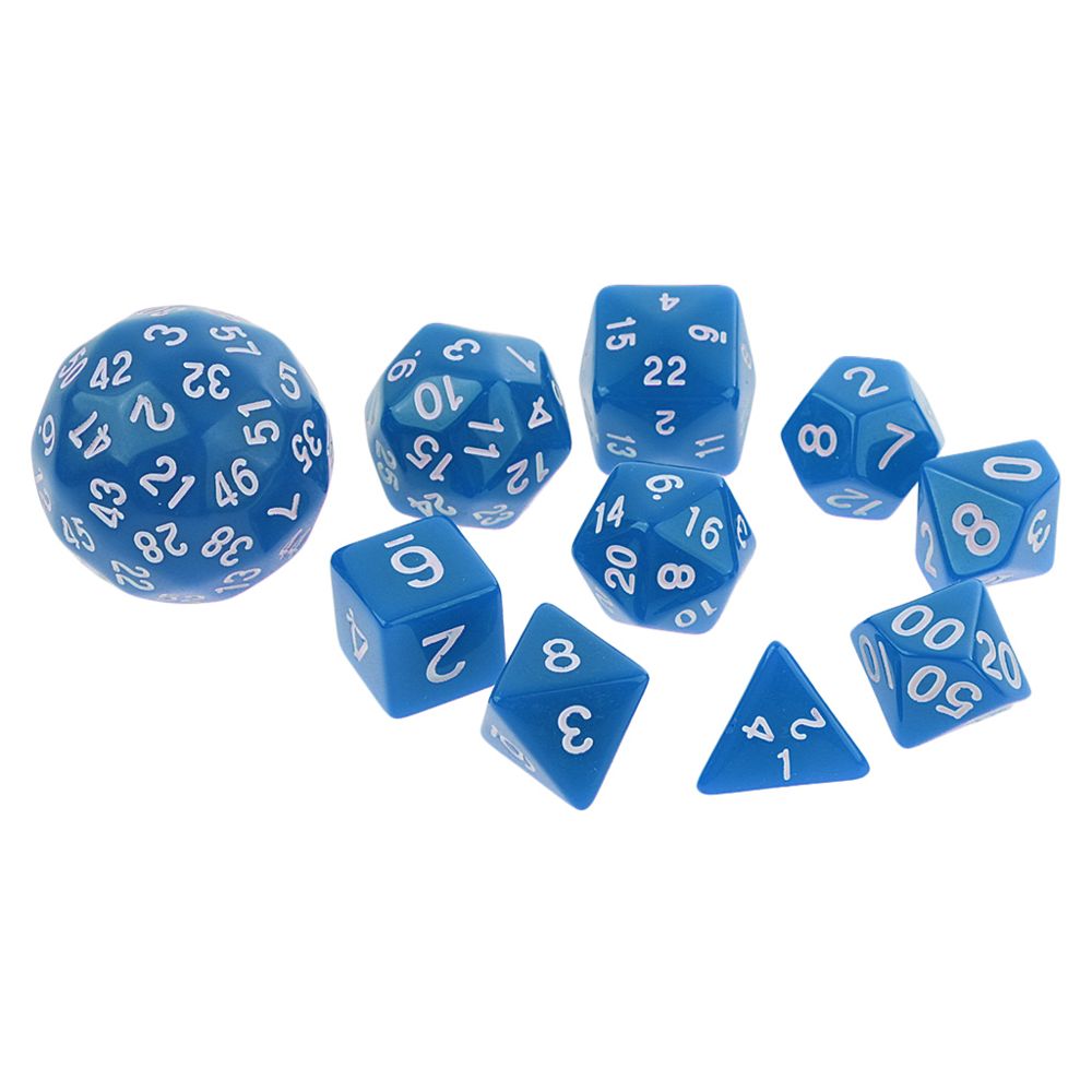 marque generique - 10 pièces en dés à découpe en dés à plusieurs côtés pour jeu de jeu rpg jouet bleu - Jeux de rôles