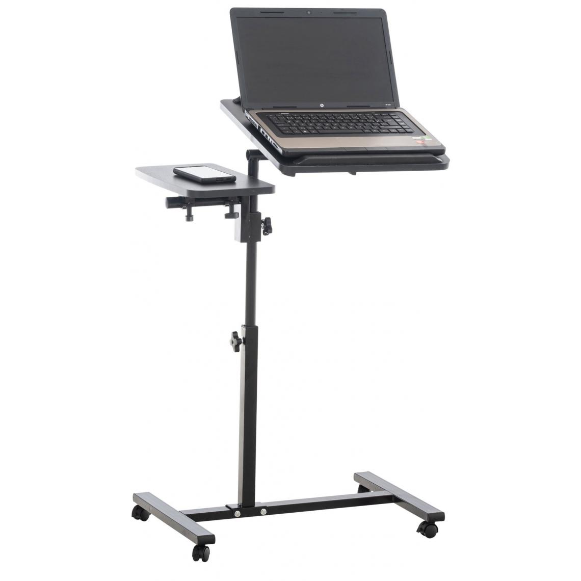Decoshop26 - Pupitre table d'appoint pour ordinateur portable sur roulettes en bois noir et métal BUR10516 - Bureaux