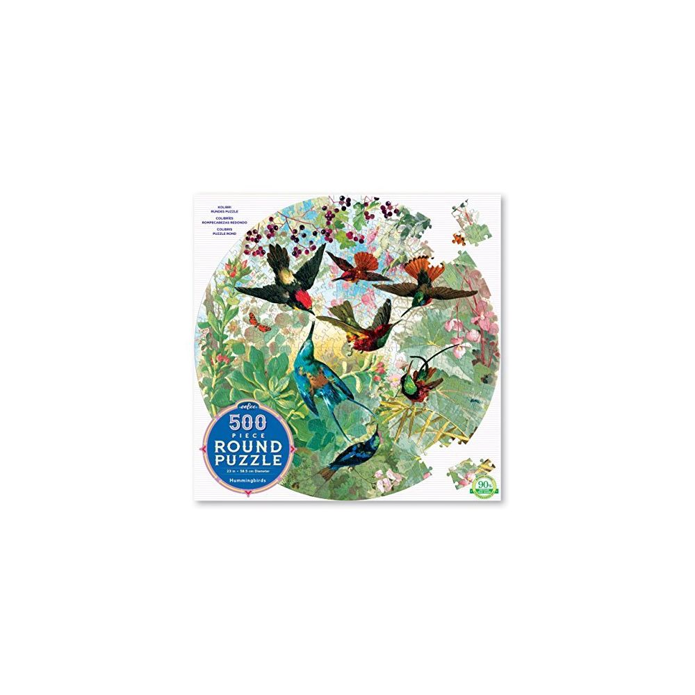 Eeboo - eeBoo Hummingbirds Round Jigsaw Puzzle for Adults 500 Pieces - Accessoires Puzzles