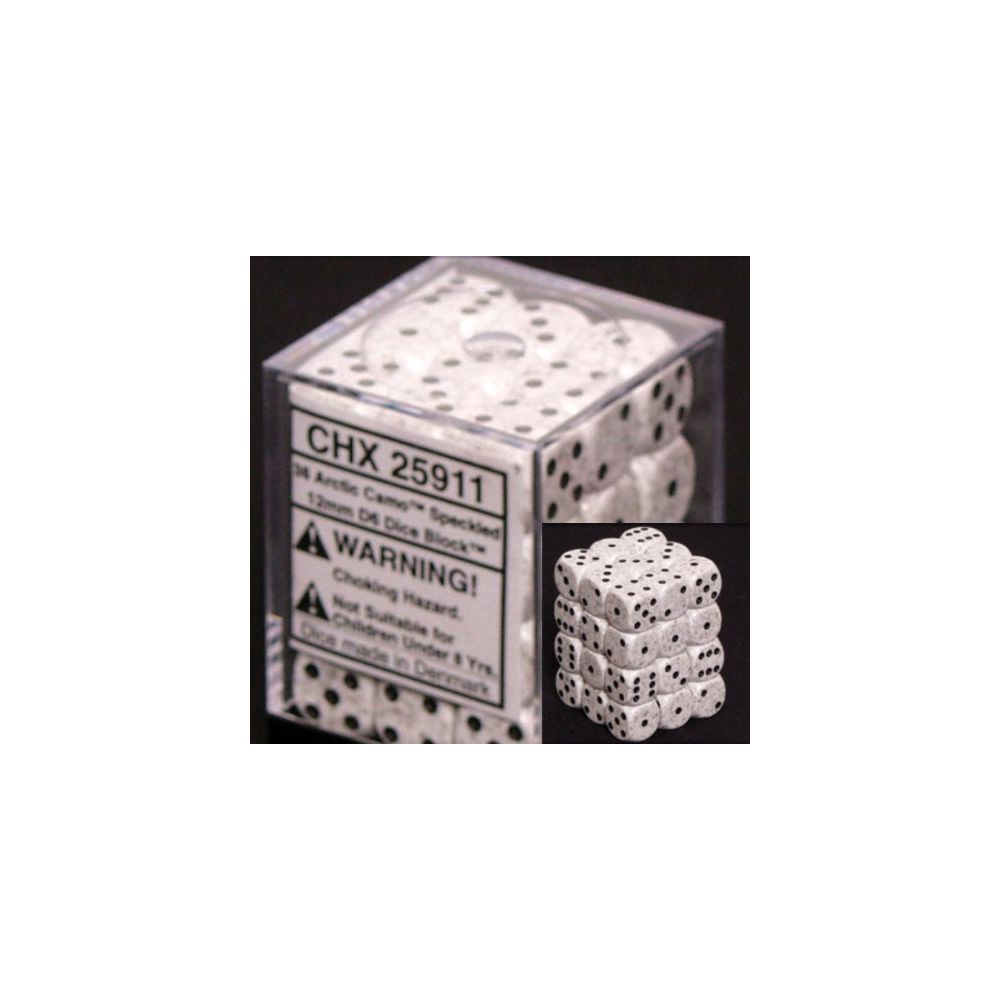 Chessex - Chessex Dice d6 Sets: Arctic Camo Speckled - 12mm Six Sided Die (36) Block of Dice - Carte à collectionner