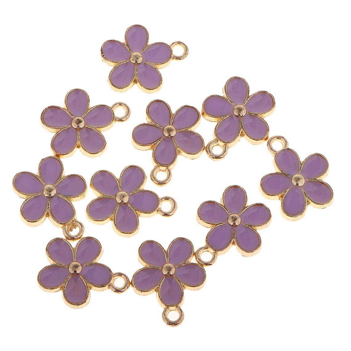 marque generique - 10pcs émail fleur charmes pendentifs pour la fabrication de bijoux bracelets bricolage rose - Perles