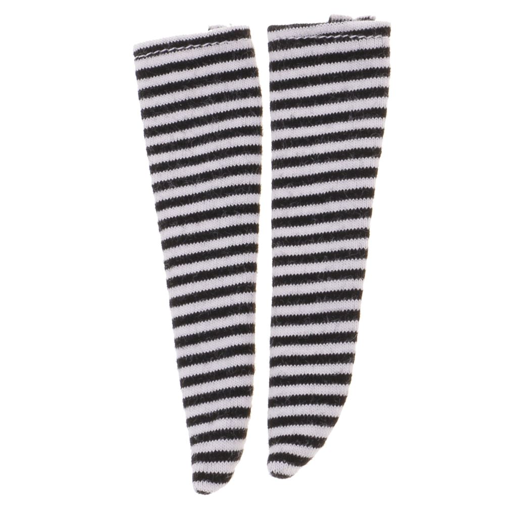 marque generique - 1/6 bas de chaussettes pour bjd blythe poupées accessoires de vêtements rayures noires - Poupons