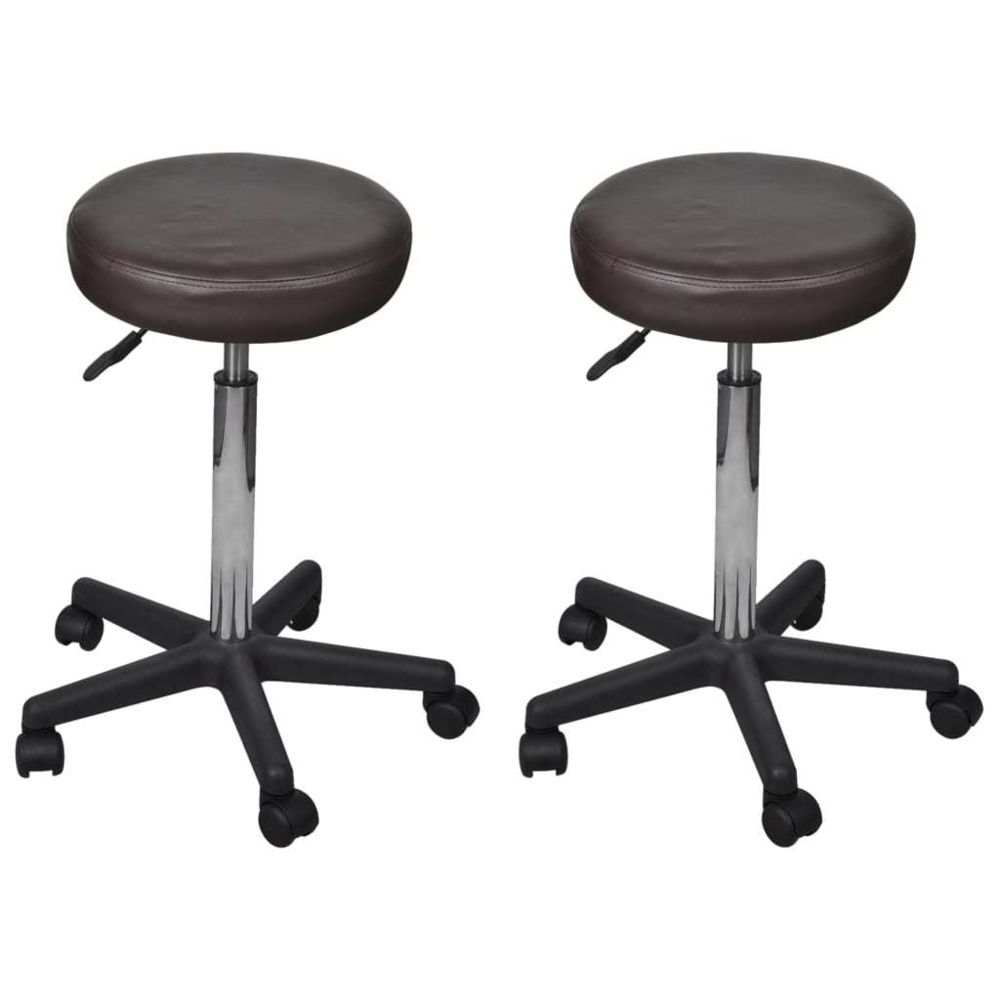 Vidaxl - vidaXL 2x Tabourets de Bureau Marron Similicuir Travail Siège Chaise Roulette - Sièges et fauteuils de bureau