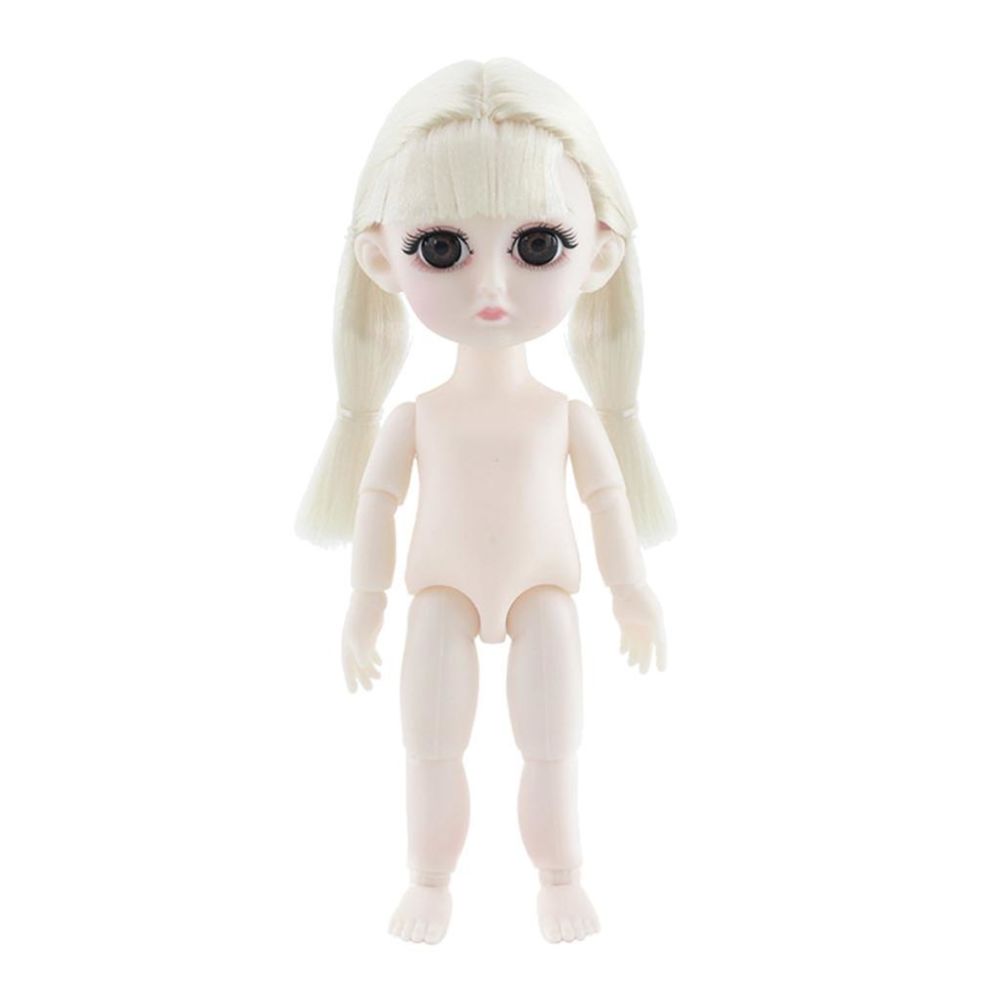 marque generique - Partie de corps et accessoire de tête de poupée fille de 16 cm à 13 anneaux queue de cheval blanche - Poupées