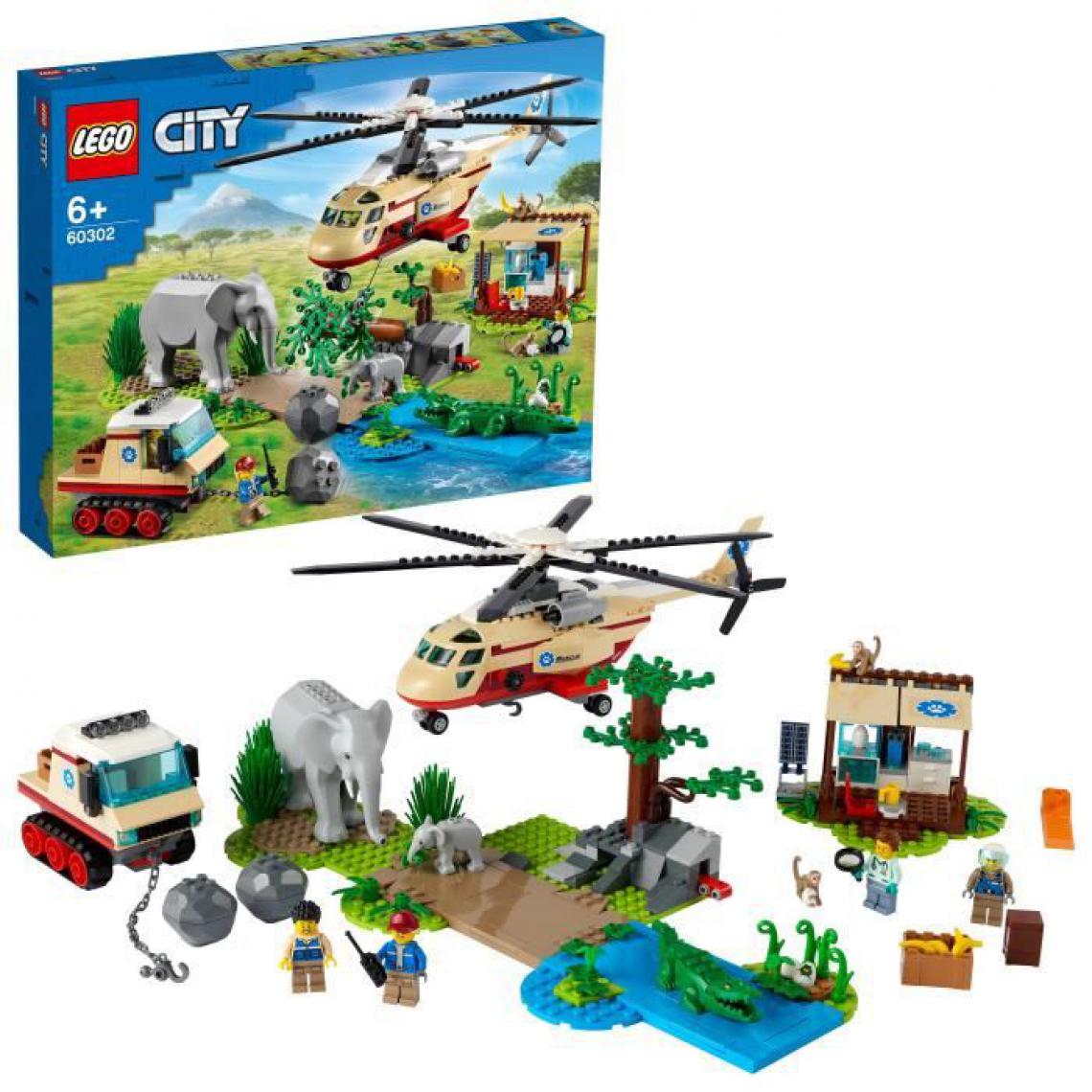 Lego - LEGO 60302 City Wildlife L'opération de sauvetage des animaux sauvages, jouet voiture vétérinaire, jeu d'hélicoptere - Briques Lego
