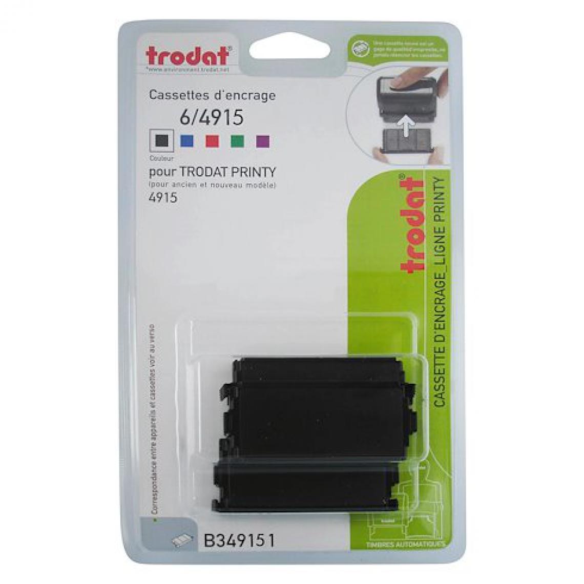 Trodat - Cassette d'encrage Trodat Printy 6/4915 - noire - Lot de 3 - Accessoires Bureau