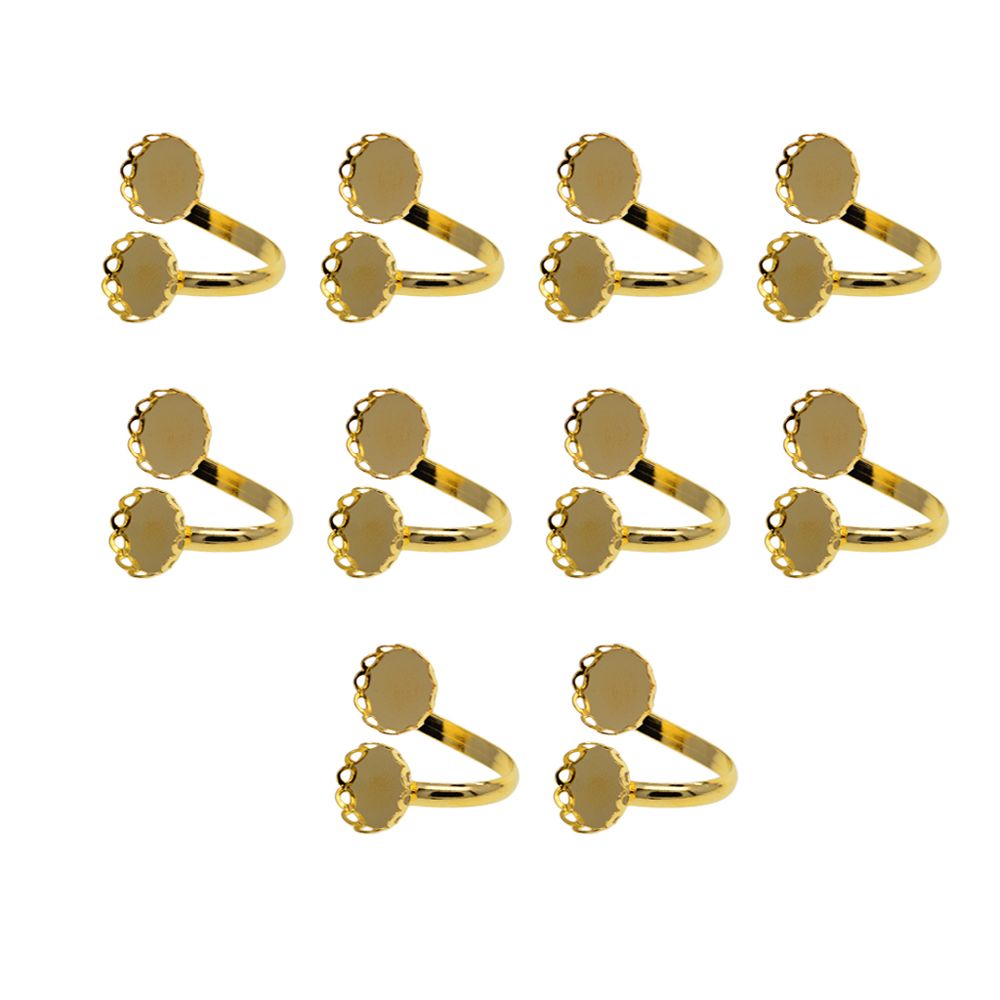 marque generique - Bague en laiton ajustable de 10 pièces 2 anneaux en filigrane d'or - Perles