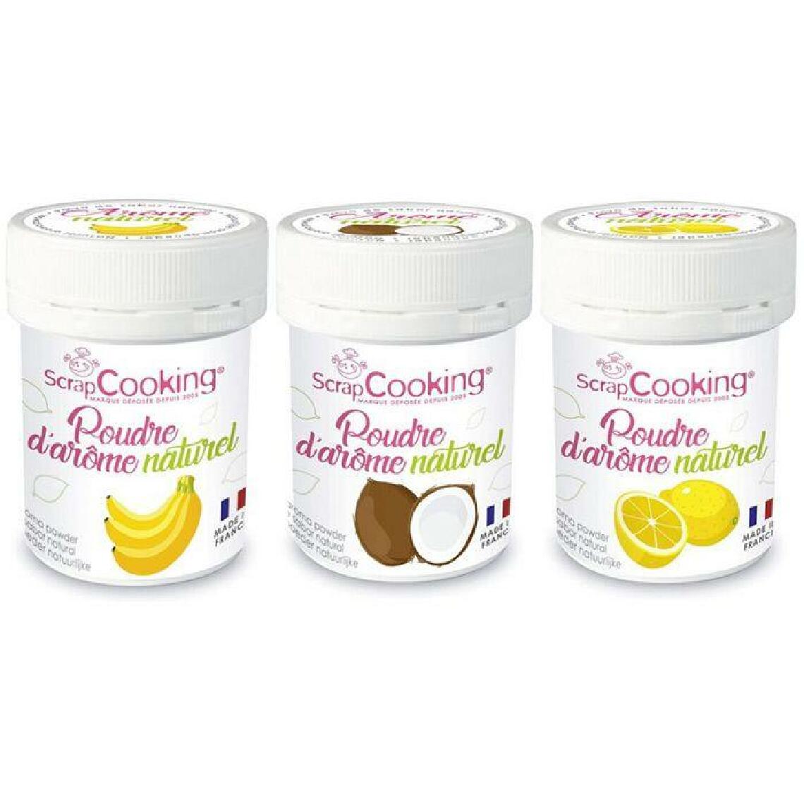 Scrapcooking - Kit 3 arômes alimentaires naturels en poudre - Banane-coco-citron - Kits créatifs