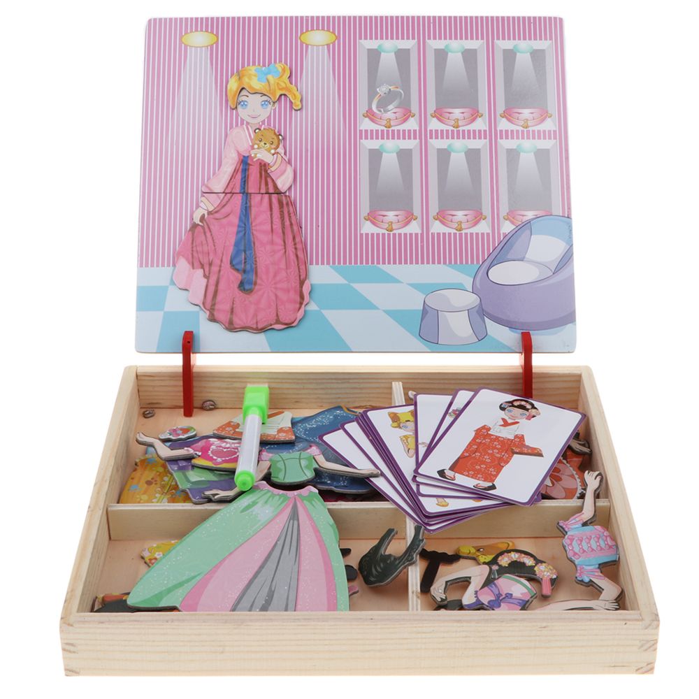 marque generique - livre magnétique jigsaw puzzle kid jouet éducatif princesse dress up set - Puzzles Enfants