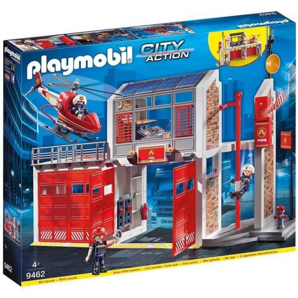 Playmobil - 9462 Playmobil Caserne de pompiers avec hélicoptère 1218 - Playmobil