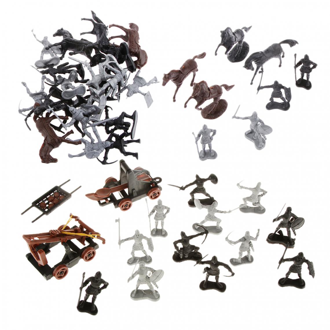 marque generique - 2 Sets Modèles Soldats Guerriers Figurines Militaires Médiévaux Cavaliers Chevaux Jouets Enfants Disposition Dioramas - Guerriers