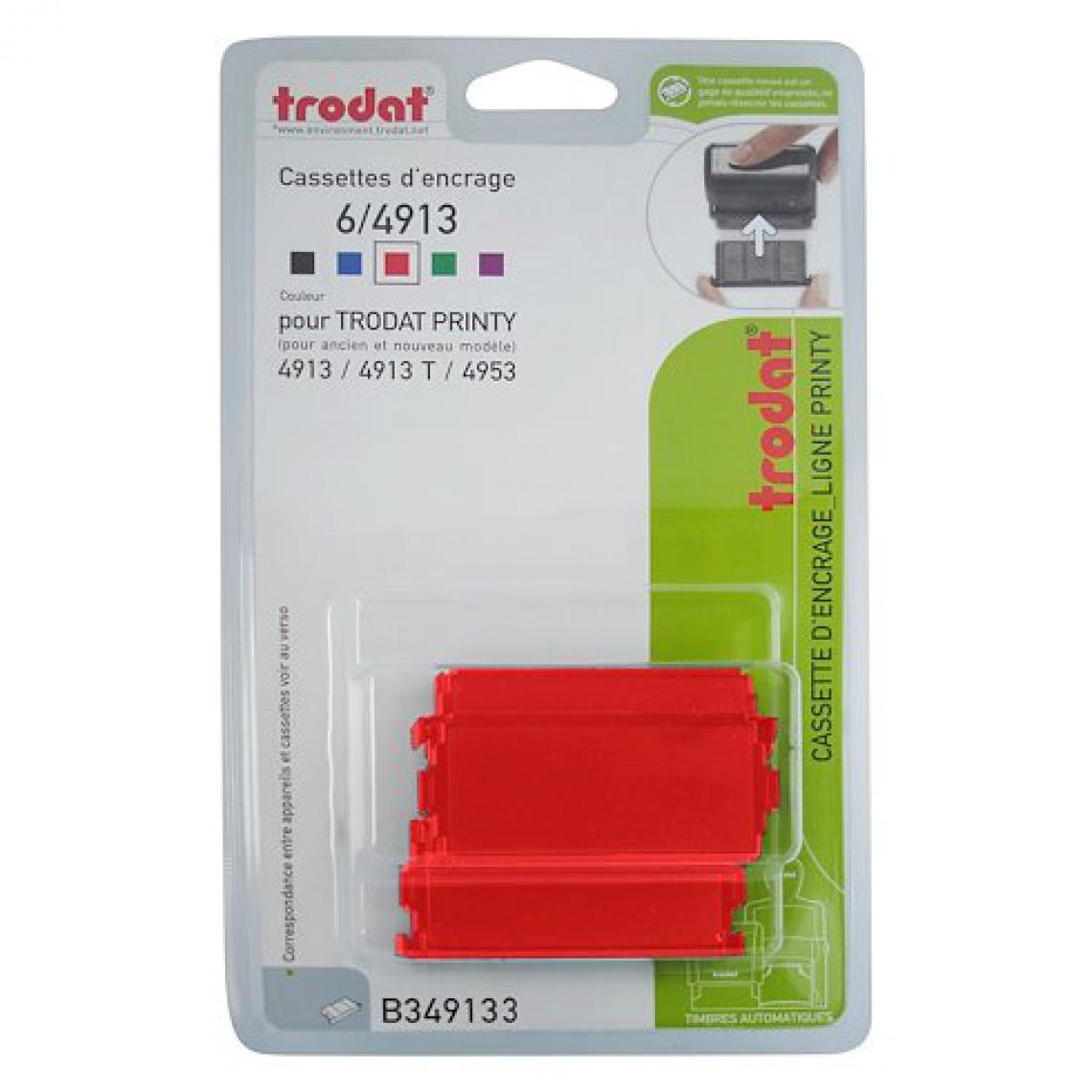 Trodat - Cassette d'encrage Trodat Printy 6/4913 - rouge - Lot de 3 - Accessoires Bureau