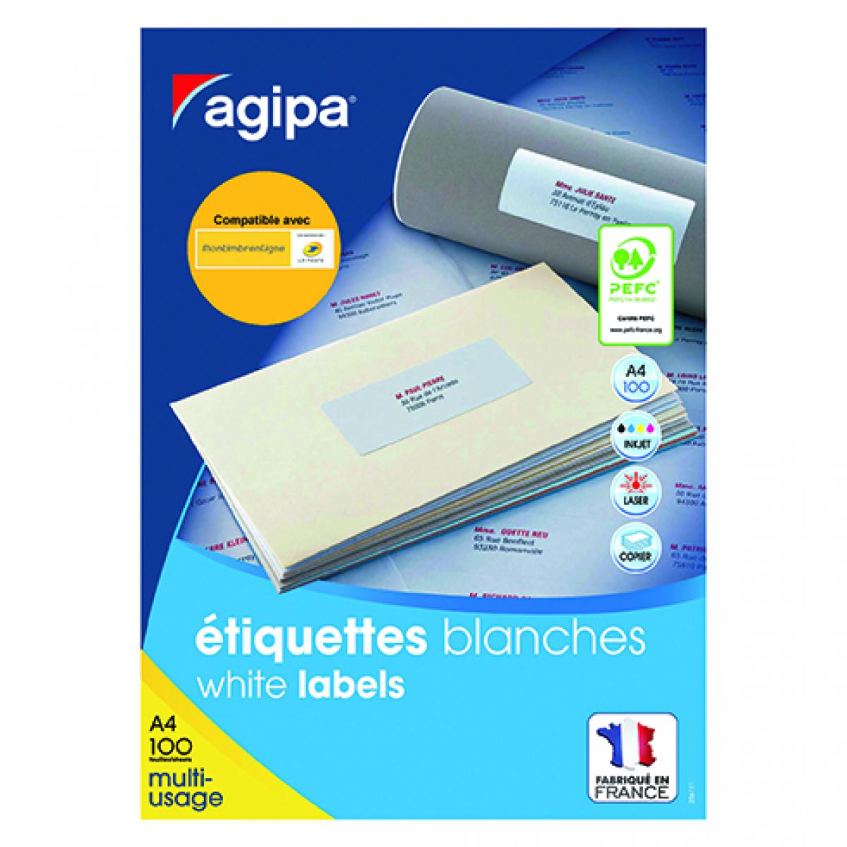 Agipa - Etiquettes adresses 99,1 x 38,1 mm Agipa 118986 - Boîte de 1400 - Accessoires Bureau