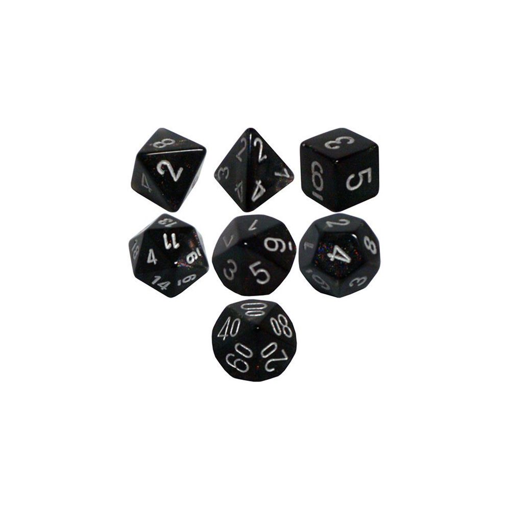 Chessex - Chessex Dice Polyhedral 7-Die Borealis Dice Set - Smoke with Silver numbers CHX-27428 - Jeux d'adresse