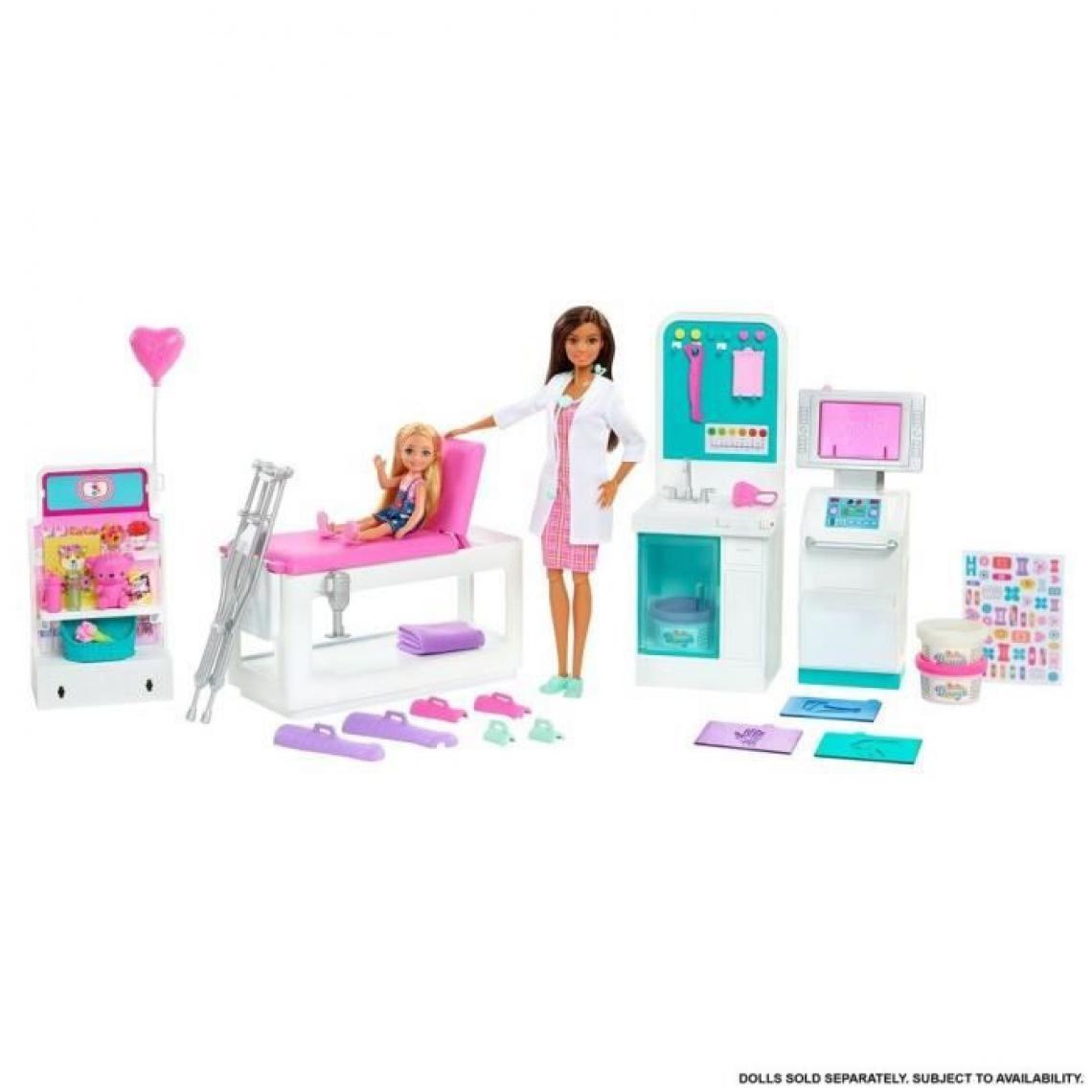 Mattel - Barbie - Coffret Clinique De Barbie Avec Poupée Docteur Brune Et Plus De 30 éléments Et Accessoires - Poupées