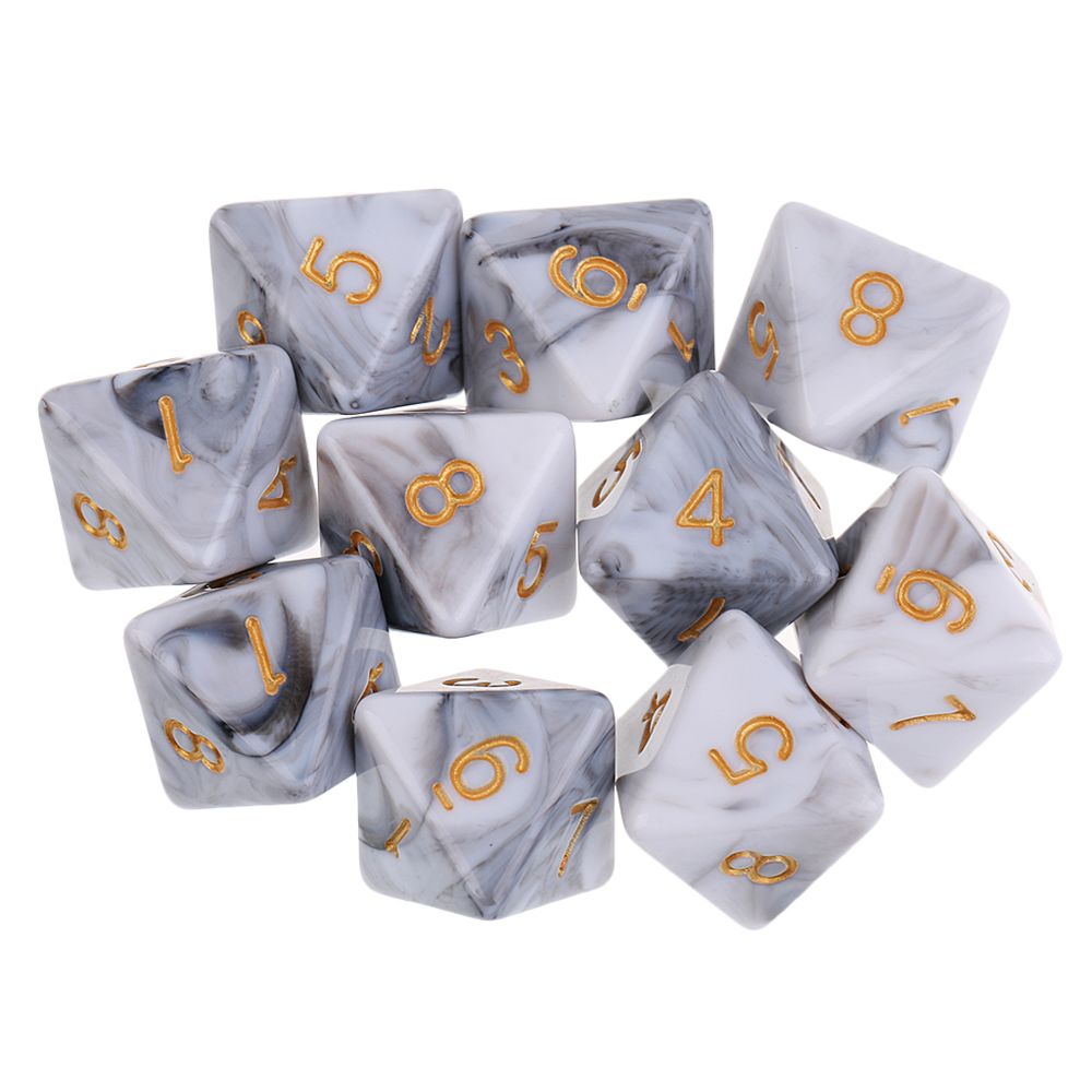 marque generique - 10pcs 8 sided dés d8 dés polyédriques pour les donjons et les dragons Jeux de table blanc gris - Jeux de rôles