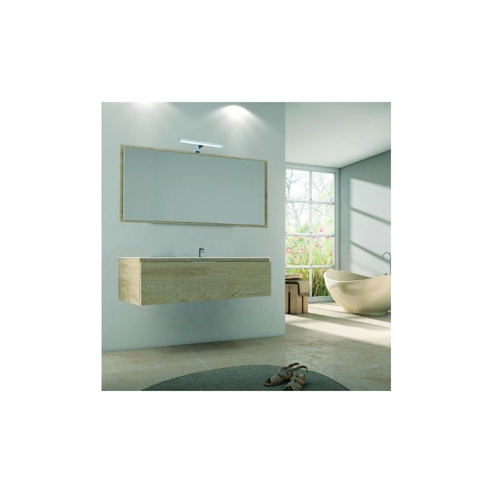 Degeo - Meuble sous vasque suspendu 1 tiroir blanc 100cm avec plan vasque - meuble bas salle de bain