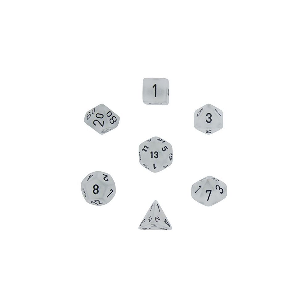 Chessex - Polyhedral 7-Die Frosted Dice Set - Clear with Black - Jeux d'adresse